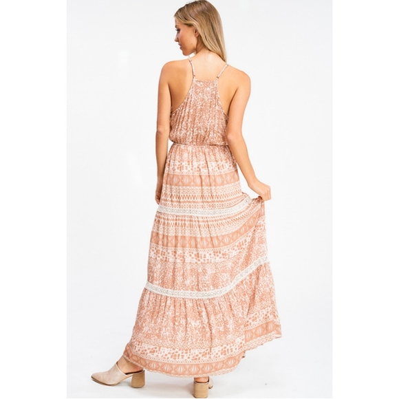 NWT Lace Boho Halter Maxi Dress - Picture 2 of 3
